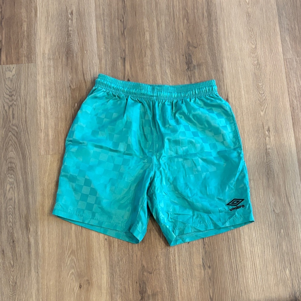 Umbro Teal Checkered Athletic Shorts